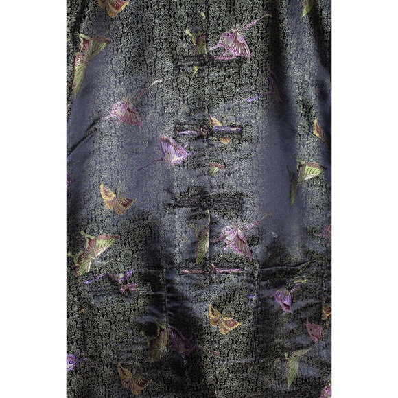 VTG Robert Louis Butterfly Print Silk Jacket M - Picture 6 of 14